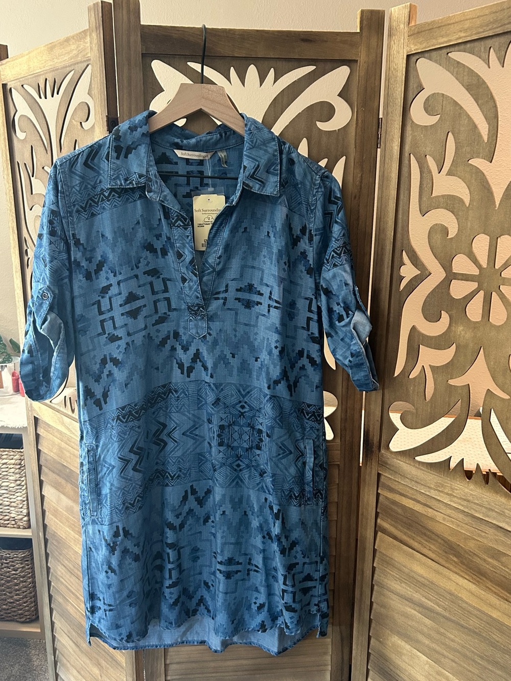 Soft Surroundings Yuman Aztec Print Tencel Tunic Top NWT